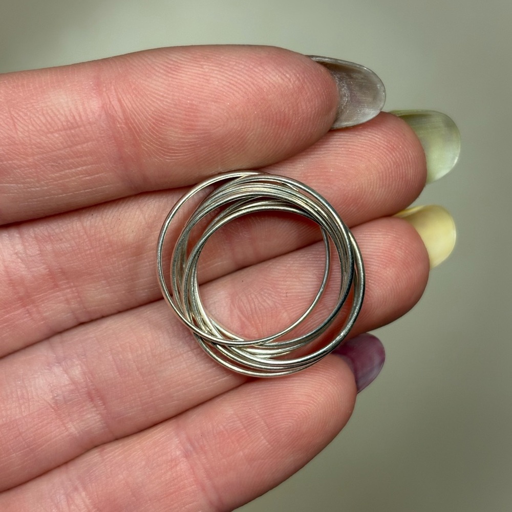 Sterling Silver Multi Band Interlocking Rolling R… - image 2